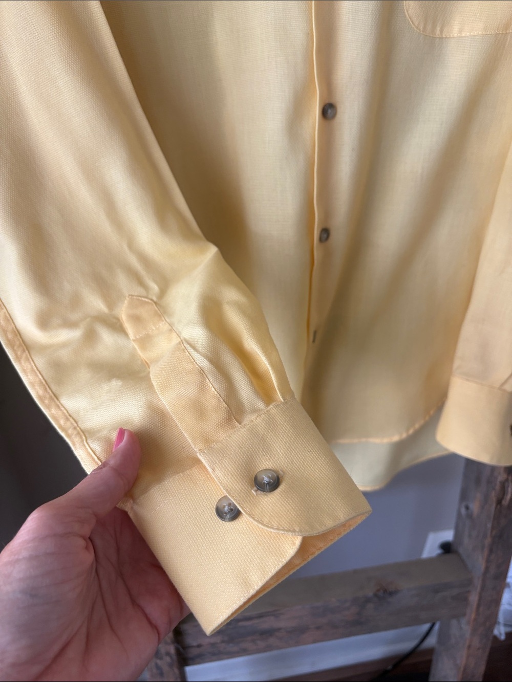 Vintage YSL Button-Up Shirt Large Wrinkle Resistant Butter Yellow - Picture 3 of 7